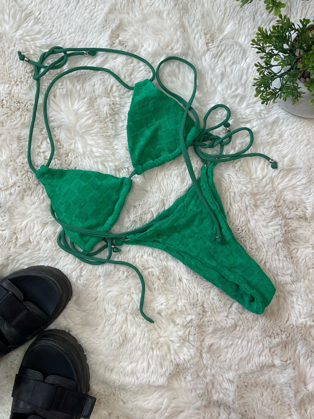 NMMUED Padded Push-Up Bikini Set for Women – Green – Approx. Size M – No Tags